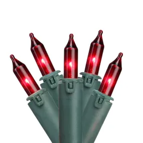 100-Count Red Commercial-Grade Mini Christmas Light Set with 45.5' Green Wire