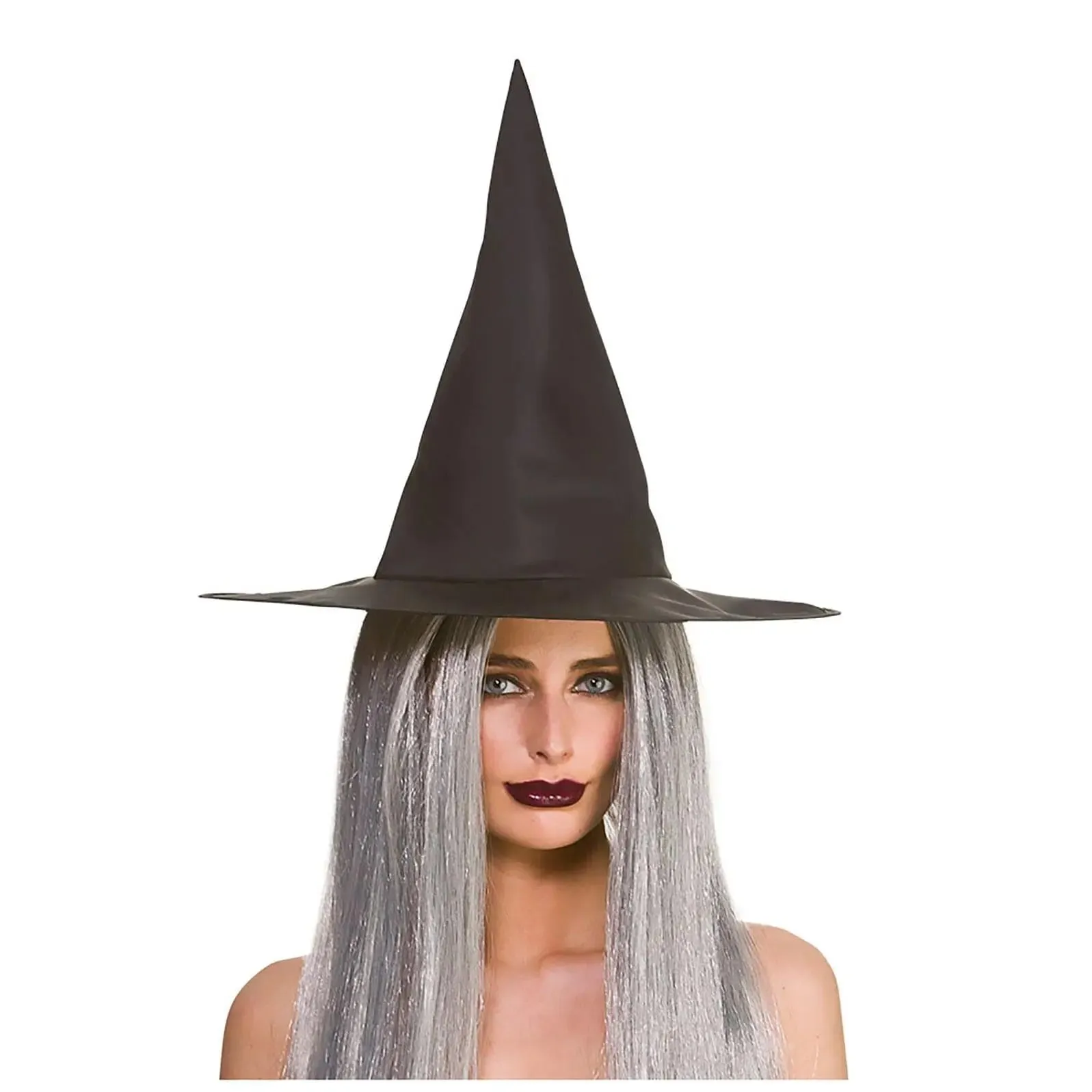 Adults Witch Hat Black Nylon Halloween Fancy Dress