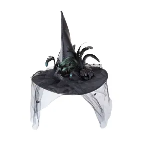 Black Witch Hat With Feathers and Veil