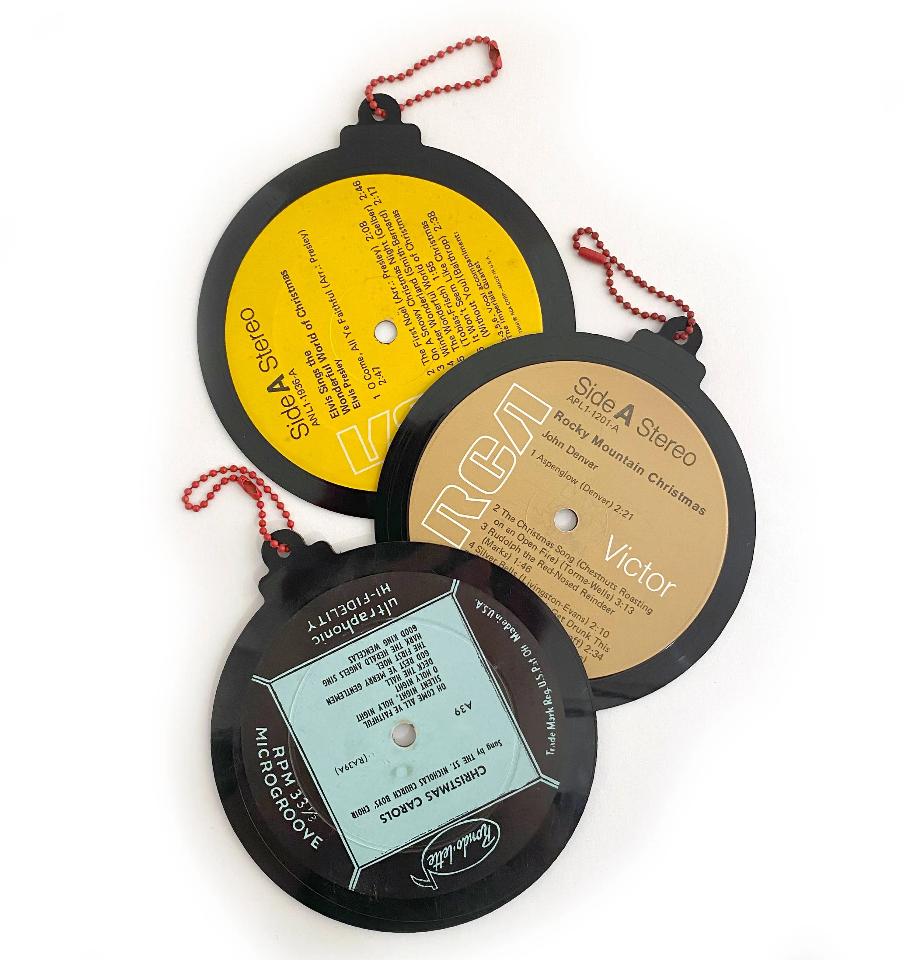 Christmas Vinyl Record Ornament Sets