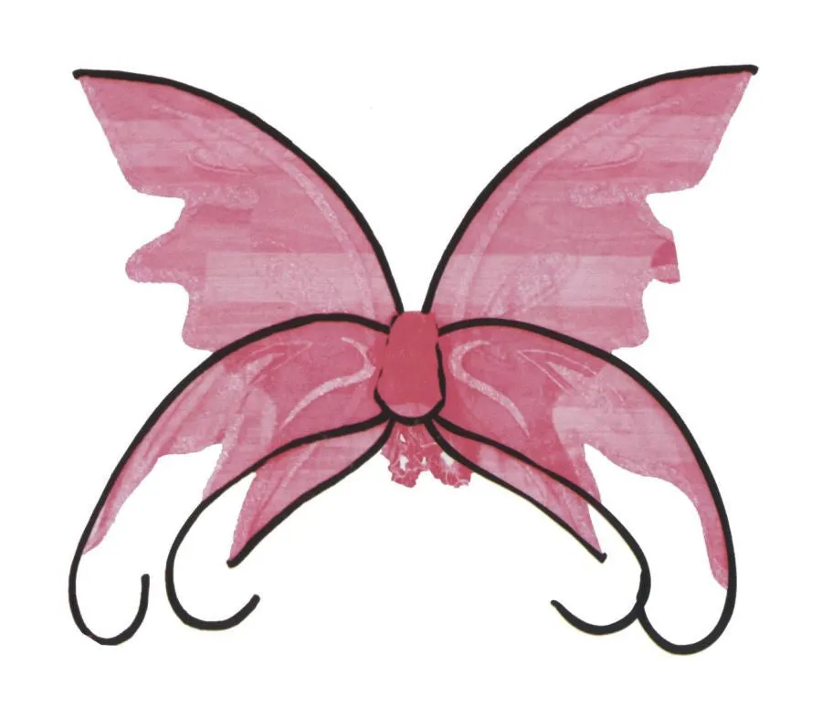 Wings Butterfly Pink W/Blk Trm  Costume Accessories